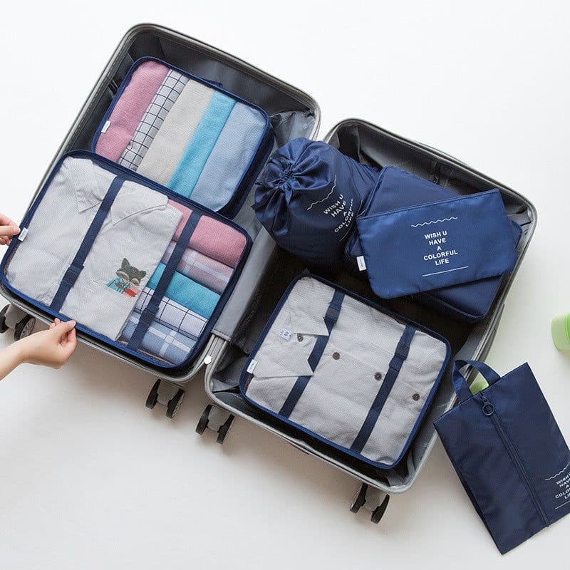 image-Travel Storage Bag Set 7pc Organizer Dark Blue