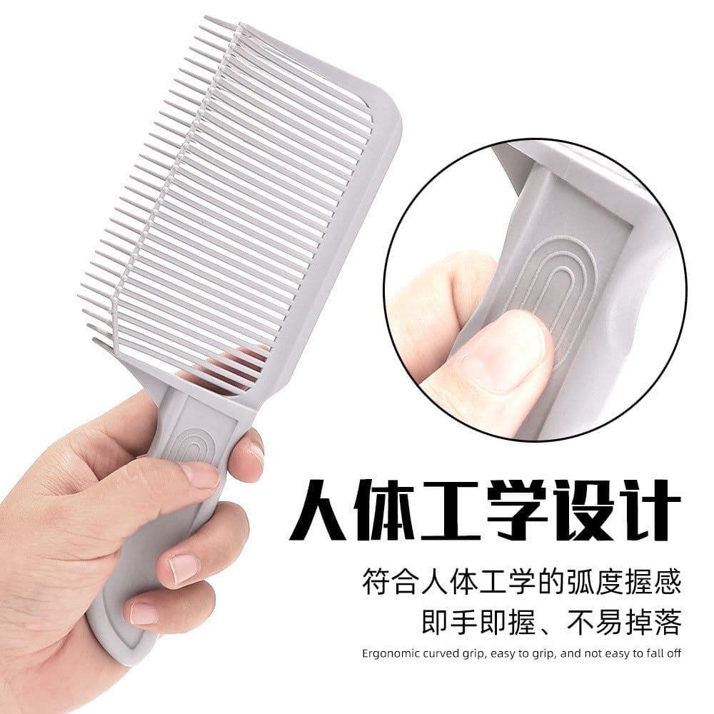image-Men's Grey Clipper Comb, Curved V-Shaped Hair Comb, 15-20CM Plastic