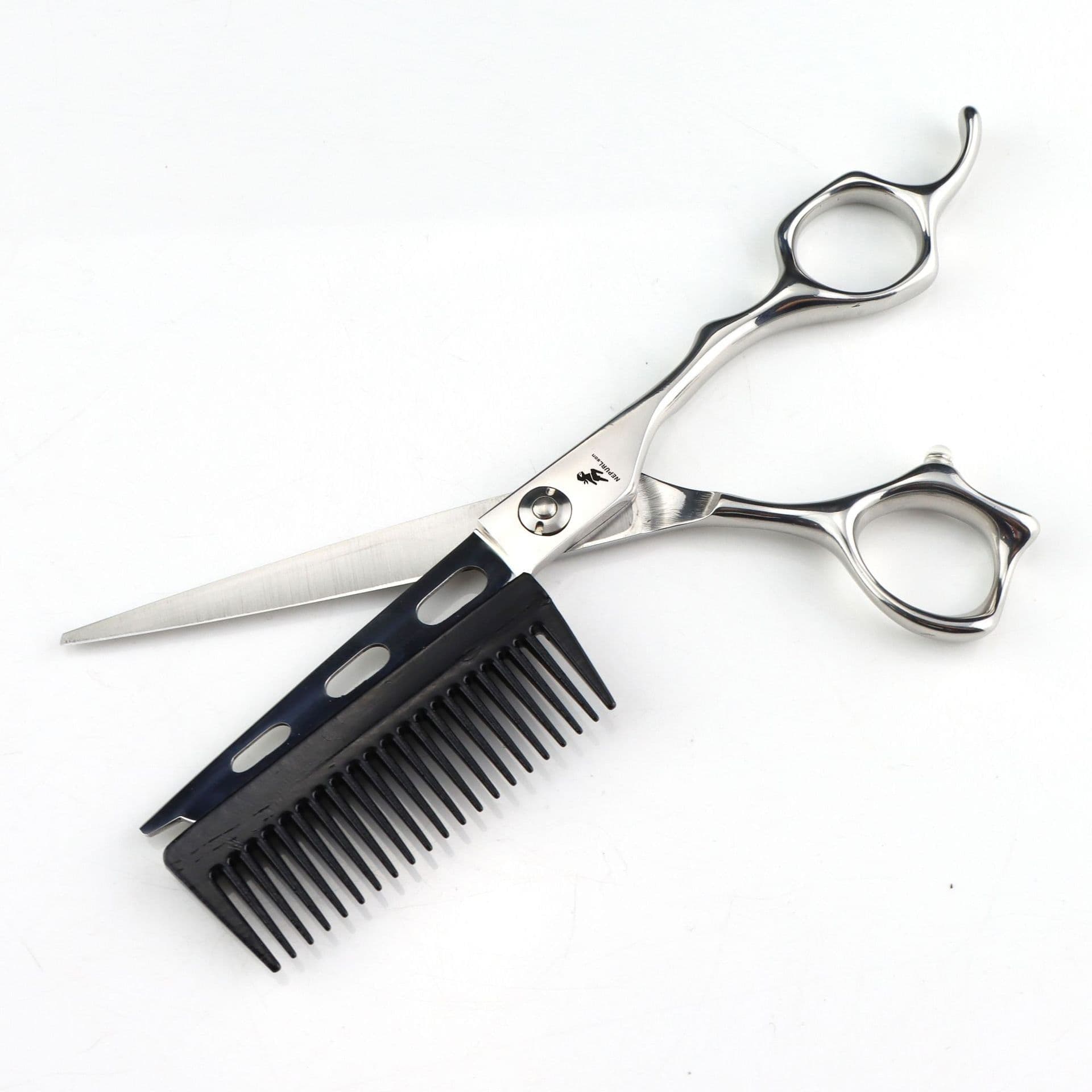 image-6.0" Hairdressing Scissors - Flat Comb Style