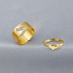 image-European Retro Couple Airplane Love Ring - Simple Hollow Design, Adjustable, Alloy Jewelry for Women