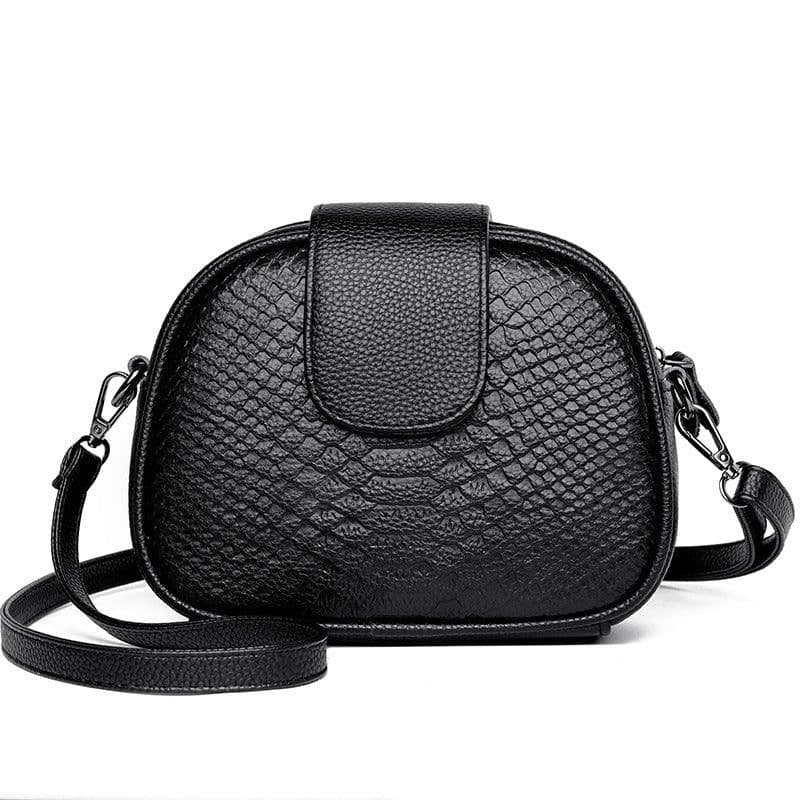 image-Genuine Leather Women's Crossbody Bag - Black Large Capacity 2023