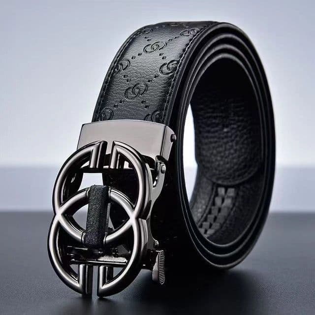 image-Men's Leather Belt Alloy Buckle - Cowhide