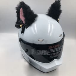 image-Motorcycle Helmet Cat Ears Bow Decoration - Plush Red