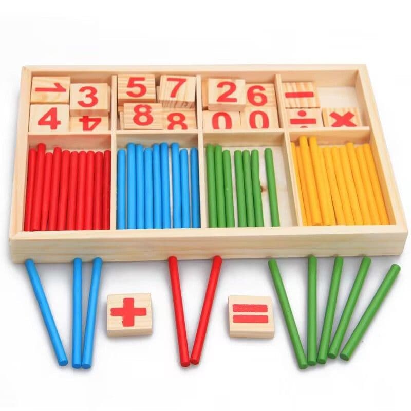 image-Long Way Wooden Number Counting Sticks 23.5cm