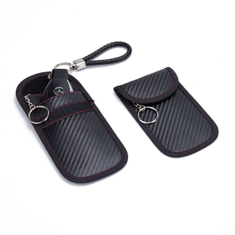 image-RFID Shielding Bag - Anti-Theft Carbon Fiber Key Bag, Black - Unisex