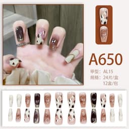 image-Autumn and winter gentle and pure desire simple style wearable manicure patches short, medium and long style white removable fake nail patches