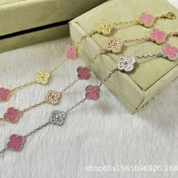 image-High-End Five-Flower Bracelet Rose Gold Clavicle Chain Thickened Electroplating Wholesale