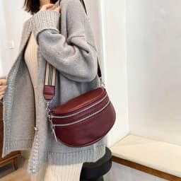 image-PU Shoulder Bag - Brown Crossbody Messenger Bag