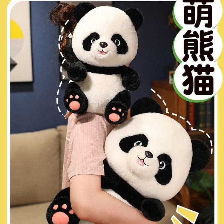 image-Giant Panda Plush Pillow - Cute Cartoon Design - 50cm Red Scarf Style