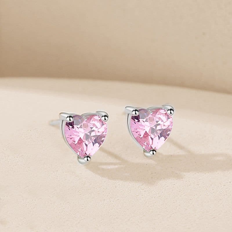 image-Xiaohongshu with the same style of love zirconium earrings female heart-shaped earrings silver needle ins wind ear jewelry live source wholesale