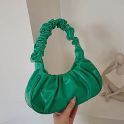 image-Korean Version Women's PU Cloud Pleated Bag - Gold Solid Color