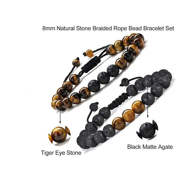 image-Cross-border Hot Selling Men's Bracelet Natural Tiger's Eye Braided Bracelet Essential Oil Aromatherapy Beads Amazon Hot Sale