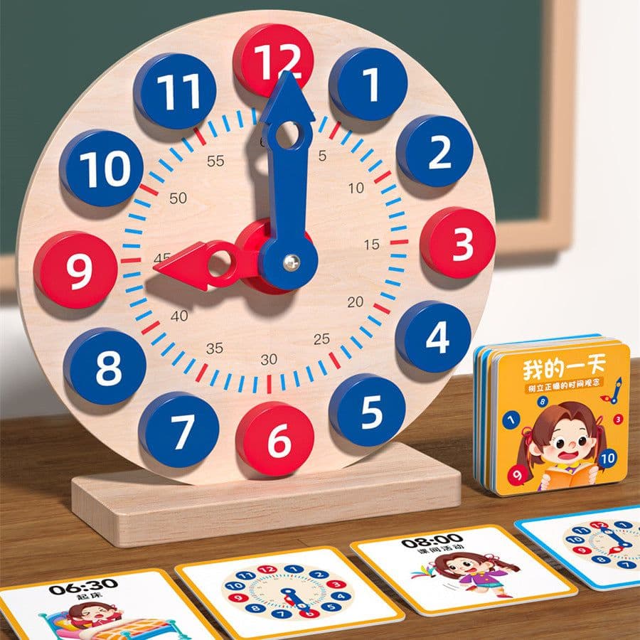 image-Little Naughty Bean Wooden Learning Clock - Kids Time Model, 4-6 Years
