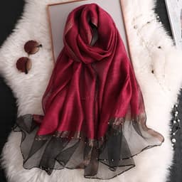 image-Beach Sunscreen Beading Scarf - Women 65*185cm, Thin Wool Blend Shawl (65 characters)