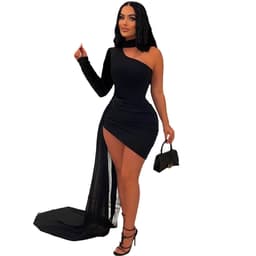 image-77520 Cross-border Independent Station European and American Women's Fashion Casual Stitching Mesh Mopping Dress