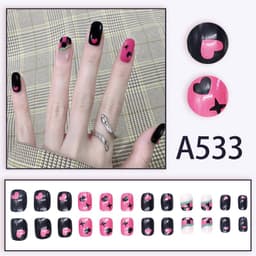 image-Summer fresh, sweet and cool style manicure, wearable nail pieces, French line blending, removable fake nail pieces, finished products wholesale