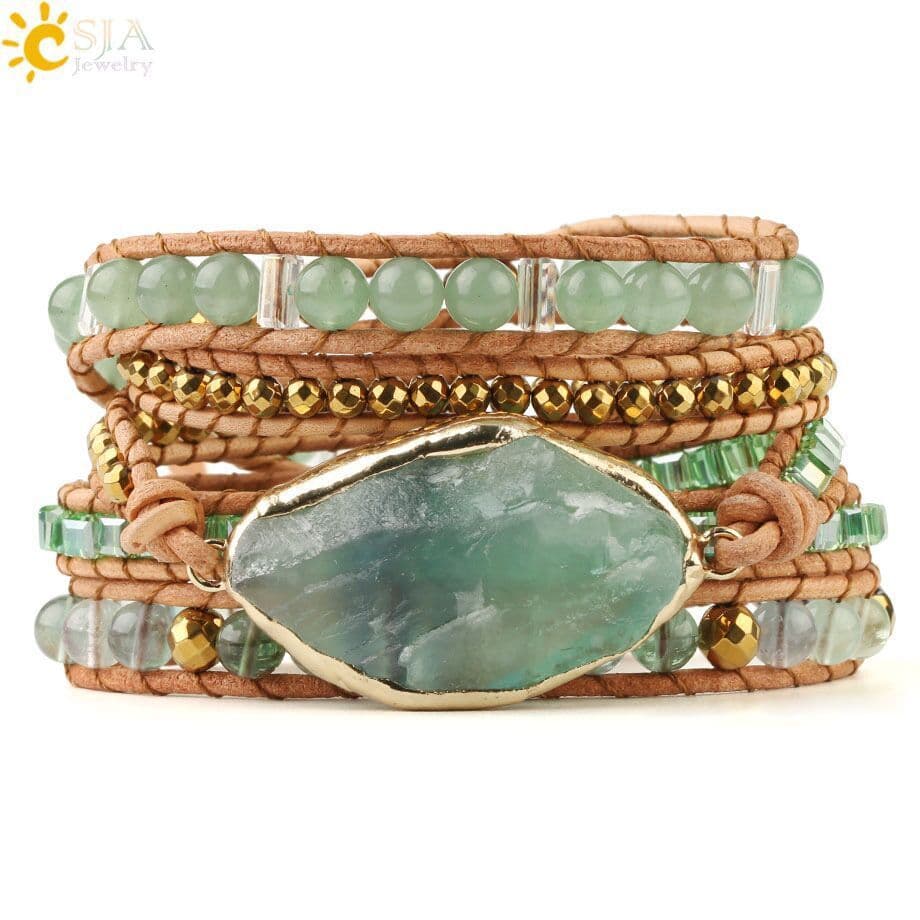 image-Multilayer Bracelet - Green Fluorite Aventurine Beads