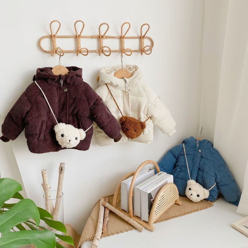 image-Girls Cartoon Hooded Winter Coat - Thickened Cotton - Brown