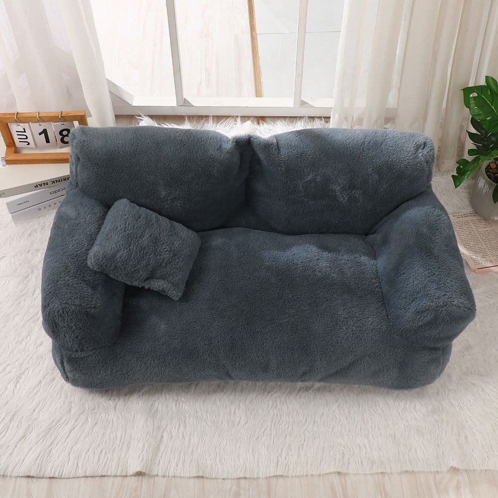 image-Pet Sofa Bed - Rabbit Plush Khaki S 45x38x22cm