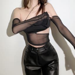 image-Sexy Hollow Mesh Vest - Black, Spring 2022, Women's Fashion