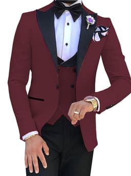 image-Cross-border Explosive Men's Suit Three-piece Suit Gun Barge Collar Wedding Suit Men's Suit One Drop Shipping Factory