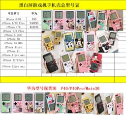image-Tetris black and white screen Apple 13/12 suitable for iPhone 14promax game console mobile phone case xs/8p