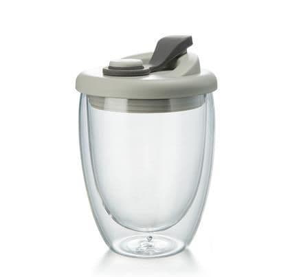 image-Double-Layer Borosilicate Glass Cup - Black 450ml