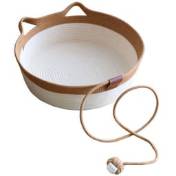 image-Rattan Cat Nest - Brown Woven Pet Bed