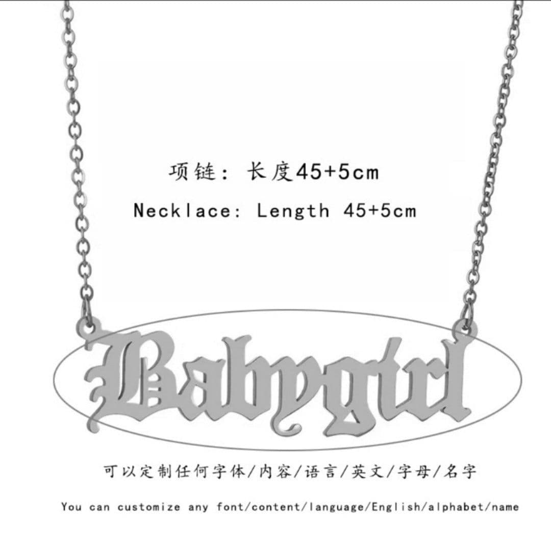image-Hot-selling DIY customized stainless steel necklace English name number year tag clavicle chain pendant customized