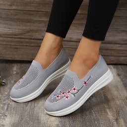 image-Women's Embroidered Loafers - Red Mesh Size 43