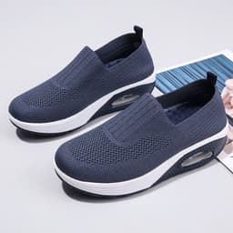 image-Mesh Women's Sports Shoes - Beige Flat Heel