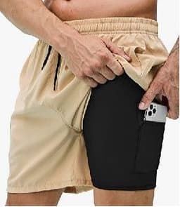 image-Men's 3D Print Swim Trunks - 2 Pack Quick Dry Stretch Shorts with Compression