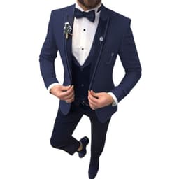 image-Cross-border new men's suit three-piece lapel slim wedding groom best man suit men's suit