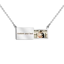 image-Creative pull-out photo envelope necklace European and American cross-border Valentine's Day gift stainless steel letter clavicle chain