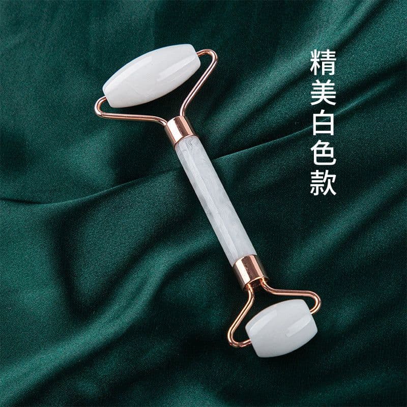 image-Pink crystal roller facial massage stick facial beauty massage plate flower pole double-headed ball full body massager