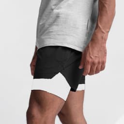 image-European Men's Quick-Dry Muscle Sports Shorts 4XL Beige White