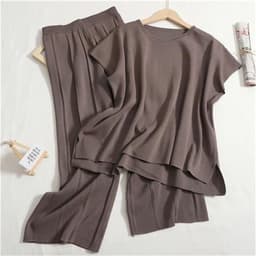 image-Women's Summer Knitted Suit - Black Sleeveless Top & Pants Set