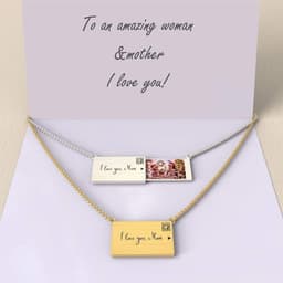 image-Creative pull-out photo envelope necklace European and American cross-border Valentine's Day gift stainless steel letter clavicle chain