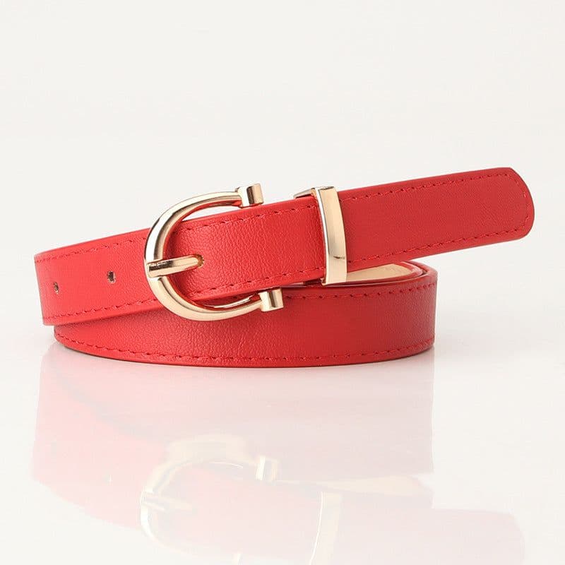 image-Korean Fashion Belt for Ladies - Imitation Leather, Alloy Buckle, Decorative Thin Jeans Belt