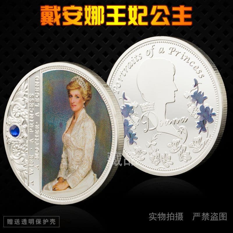 image-British Queen Diana Rose Butterfly Commemorative Coin Collection Diamond Love Gilded Coins
