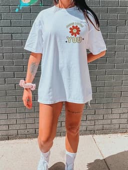 image-Women's Printed T-Shirt - White XXL Cotton Loose