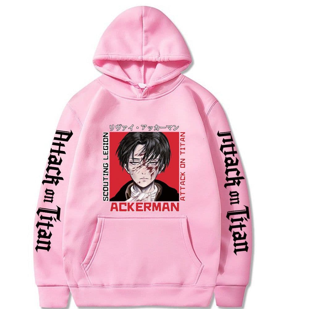 image-Attack on Titan Hooded Sweatshirt - Pink XXL