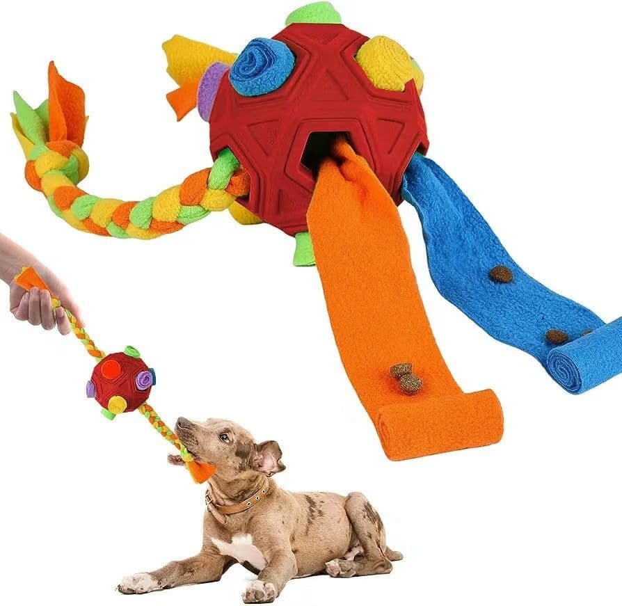 image-Dog Snuffle Ball Toy - Puzzle Treat Dispenser Chew Toy