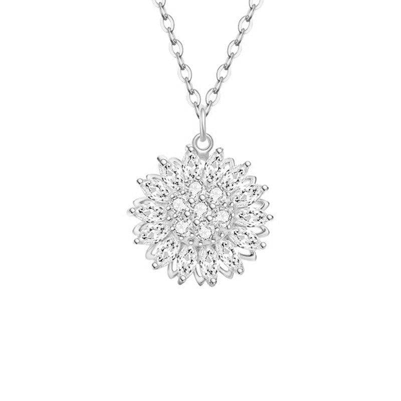 image-Sunflower Rotating Necklace - Zirconia Pendant Gold