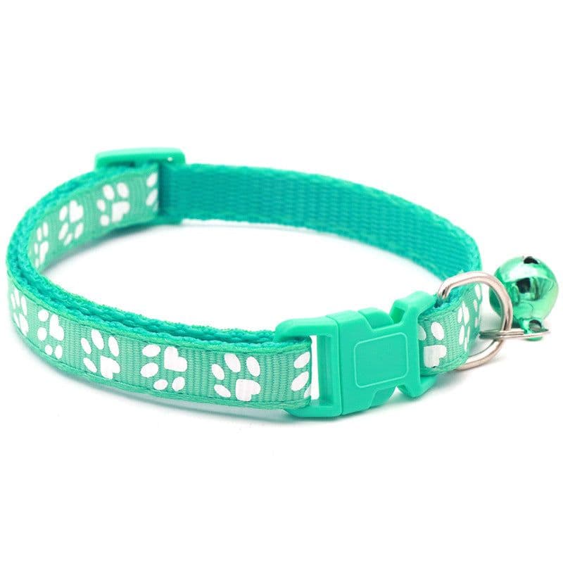 image-Pet Chacha Paw Print Bell Collar, Mixed Color, PP Material, Universal Fit