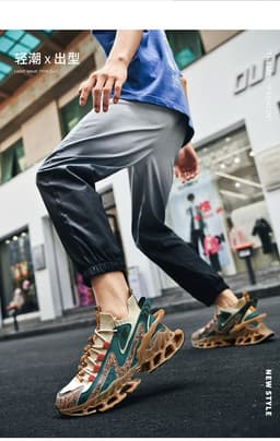 image-Men's Running Shoes - High Top Blade Outsole Sneakers