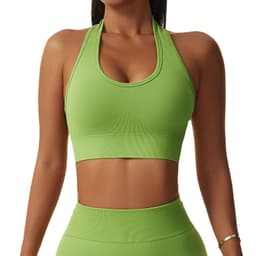 image-Sexy halterneck European and American yoga bra cross-border running sports bra push-up outer wear beautiful back fitness top for women