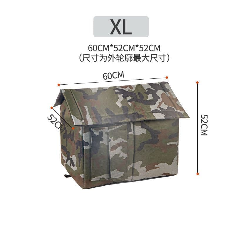 image-Meow Outdoor Rainproof Cat Kennel - Warm Oxford Cloth - Gray Camouflage - S-XL