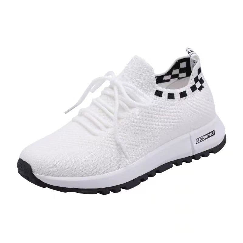 image-New Women's Running Shoes, White, Mesh, Flat Sole, Size 40