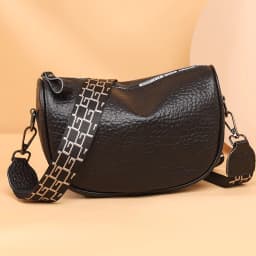 image-Cowhide Leather Saddle Bag - Khaki Small Square